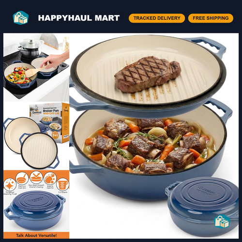 Cast iron braiser - 2-in-1, &