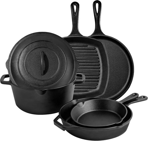 6pc cast iron cookware set - iron,