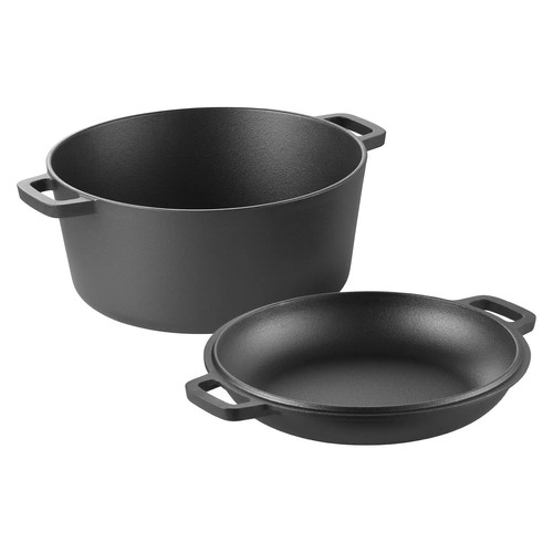 Cast iron dutch oven in - cast, 2-in-1