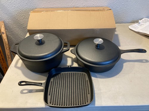5pc cast iron cookware set - cast,