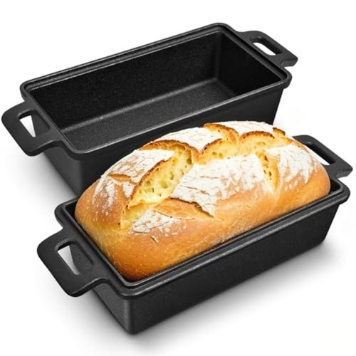 Cast iron loaf pan with - cast, lid