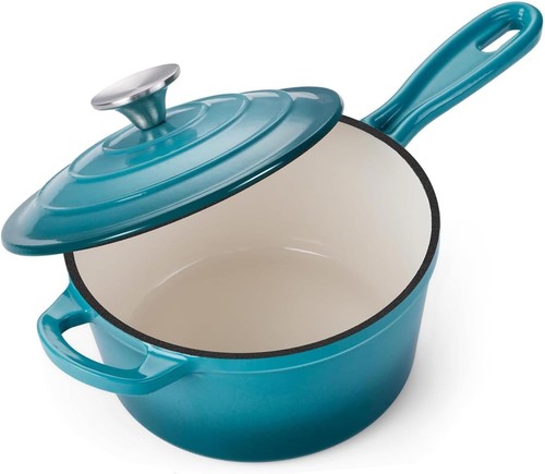Enameled saucepan with lid - enameled,